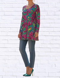 Diva Usa - Sibella Pleated Front Long Sleeve Blouse