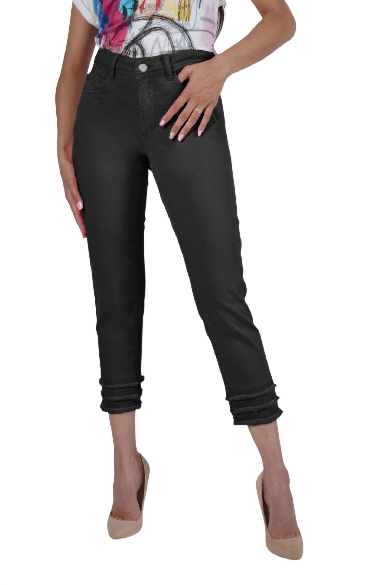 Frank Lyman - Woven Denim Pant With Fringe Detail