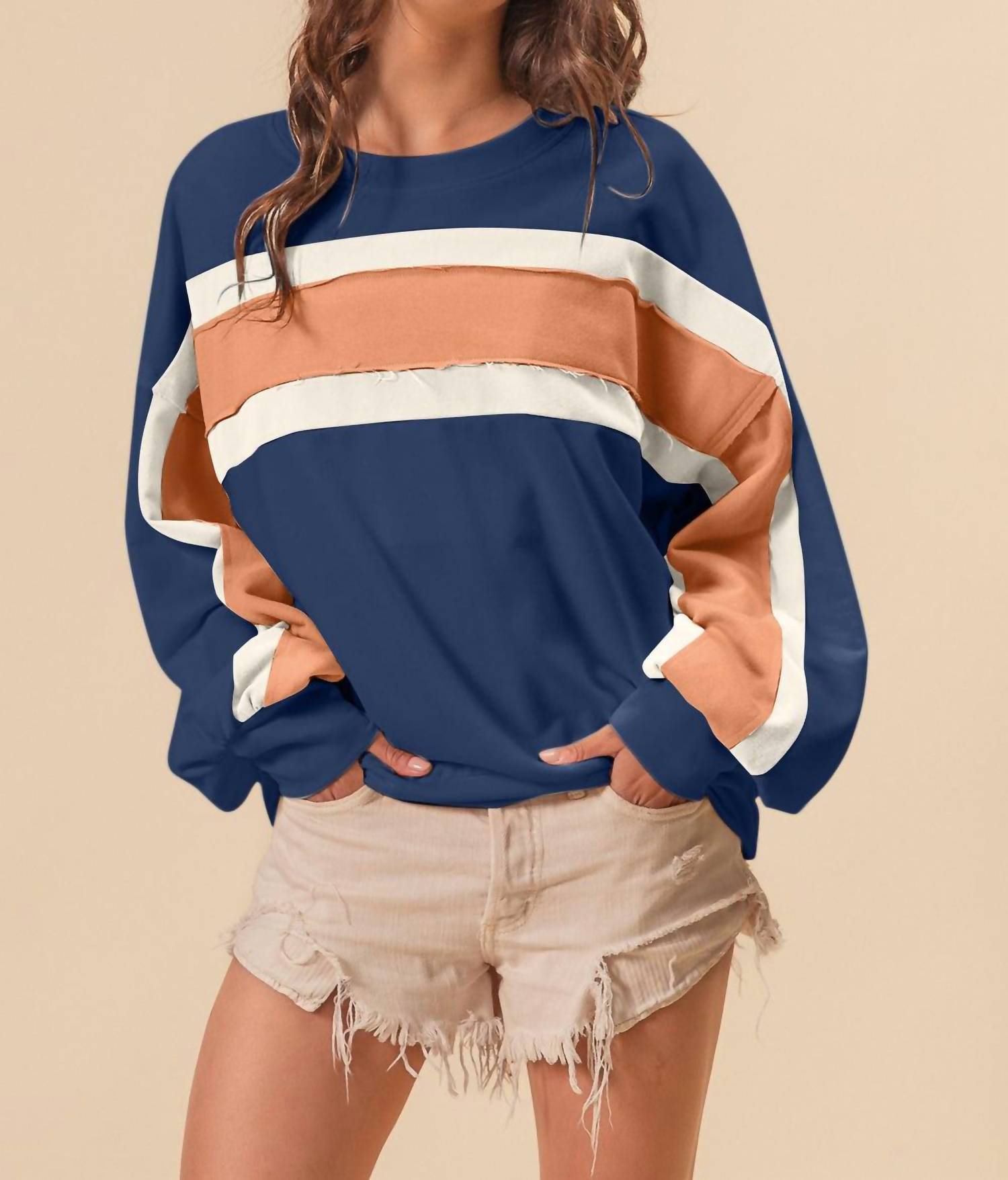 Bibi - French Terry Color Block Sweatshirts