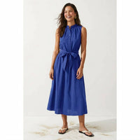 Naked Zebra - Sleeveless Belted Maxi Shirt Dress