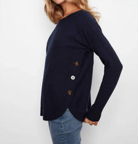 Charlie B - Boat Neck Sweater With Side Button Detail