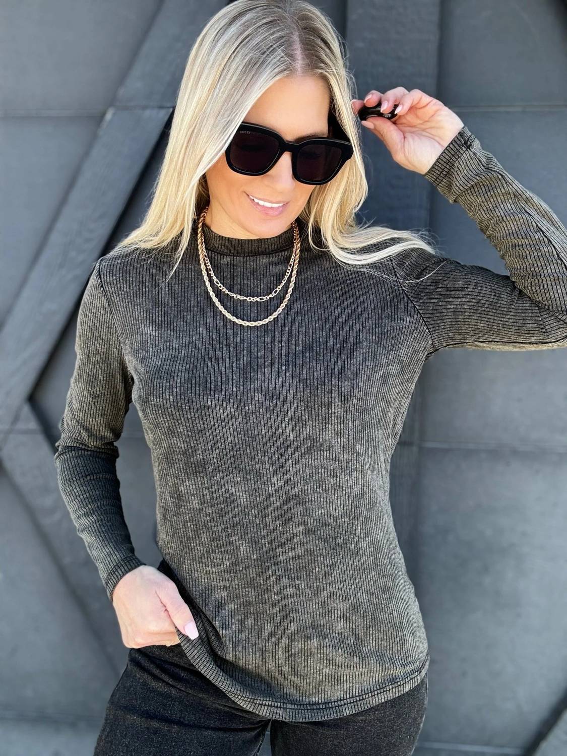 Merigold Kiss - Mineral Washed Ribbed Top