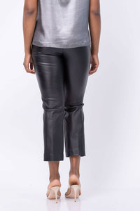 Elliott Lauren Leather Elastic Waistband Pant in black - women's pants - alternate view