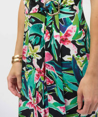 Joseph Ribkoff Tropical Print Faux Wrap Sheath Dress in black multi - women's dress - view 4