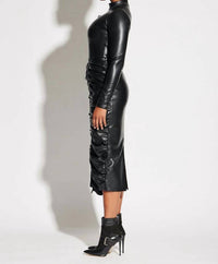 Circular Path - Vegan Leather Ruched Skirt