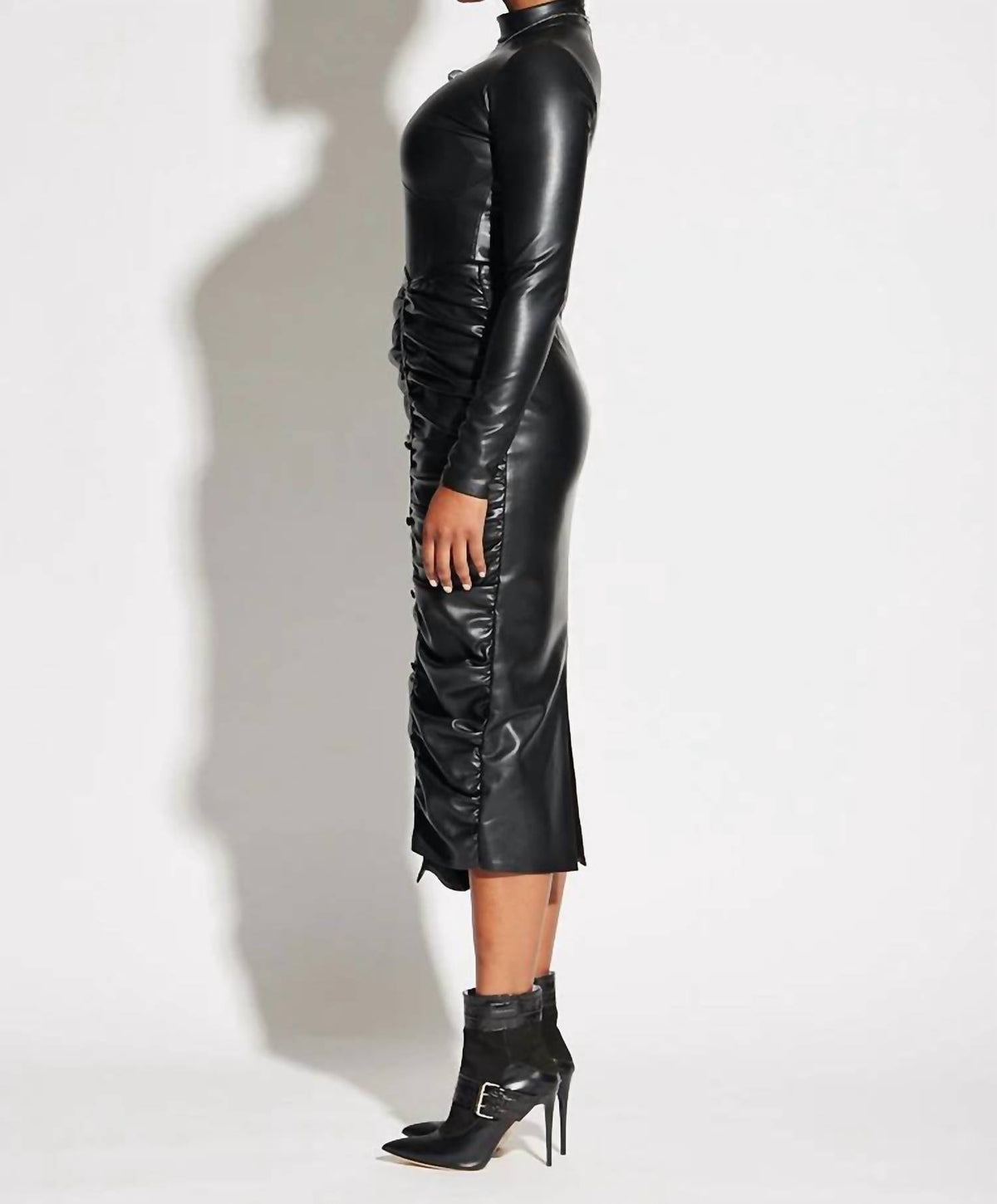 Circular Path - Vegan Leather Ruched Skirt