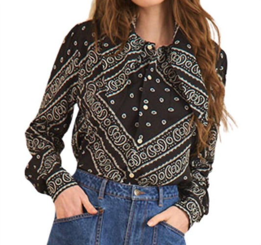Hunter Bell - Bandana Print Button Down Long Sleeve Top