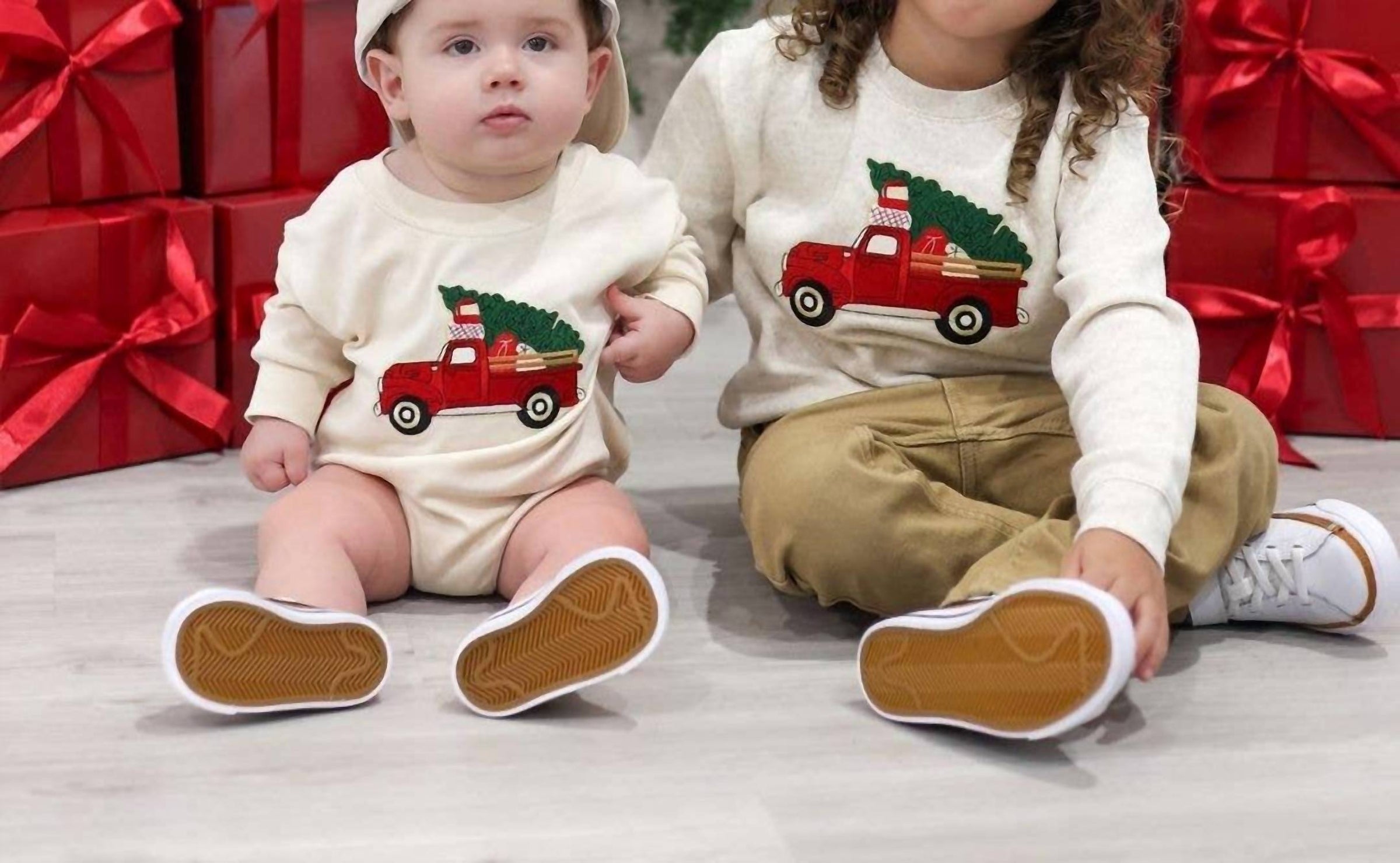Sweet Wink - Baby Christmas Truck Patch Sweatshirt