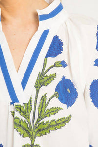 Aapparella - Floral V Neck 3/4 Sleeve Blouse