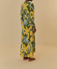 Farm Rio - Foliage Sketch V-Neck Maxi Dress