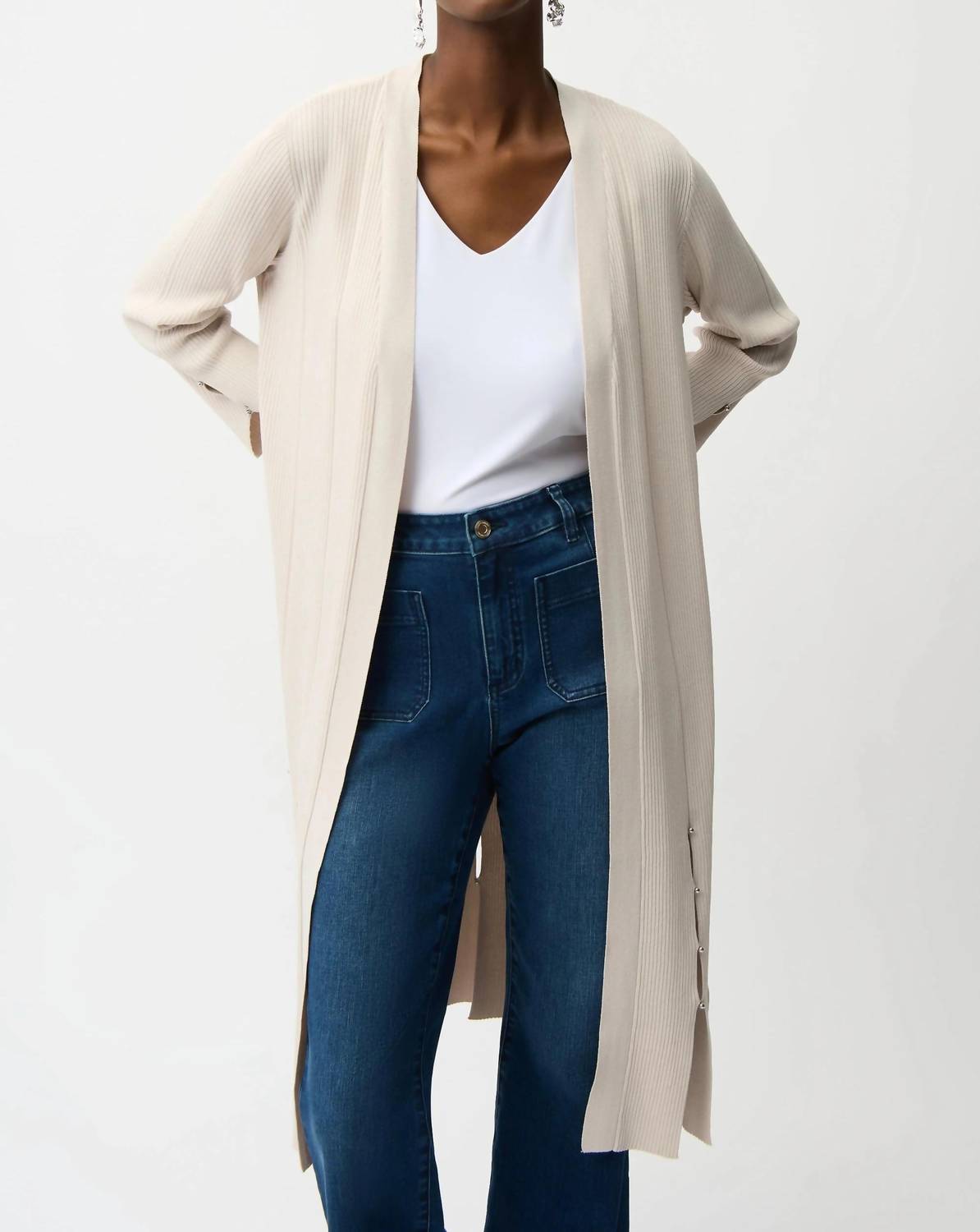 Joseph Ribkoff - Beaded Fringe Long Cardigan