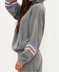 Beach Riot Dess Fleece Hoodie in horizon heather gray - women's top - detail view