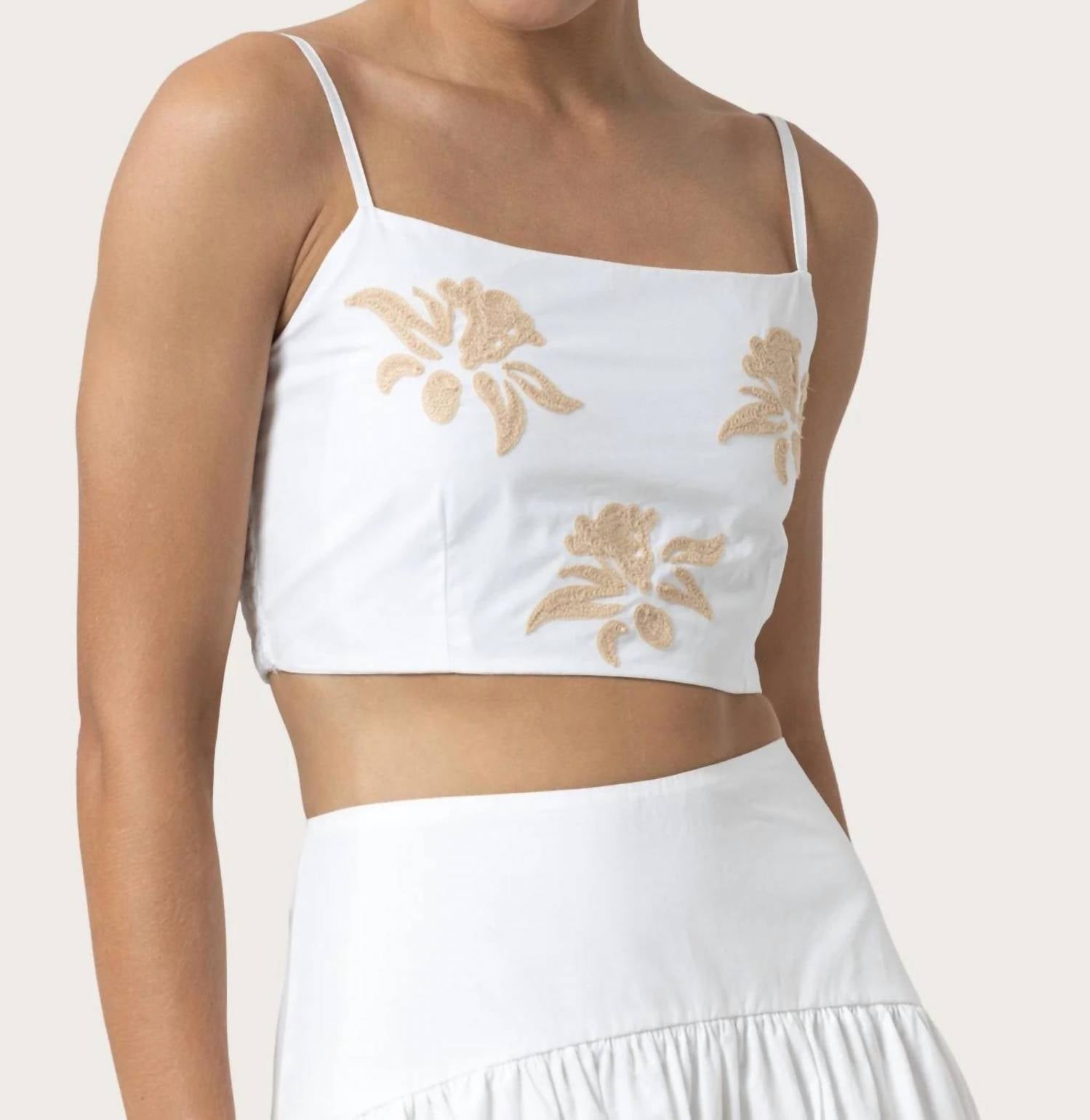 Lusana - Orchid Embroidery Poplin Top