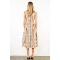 THML Gingham Midi Dress in brown pink - women's dress - view 4