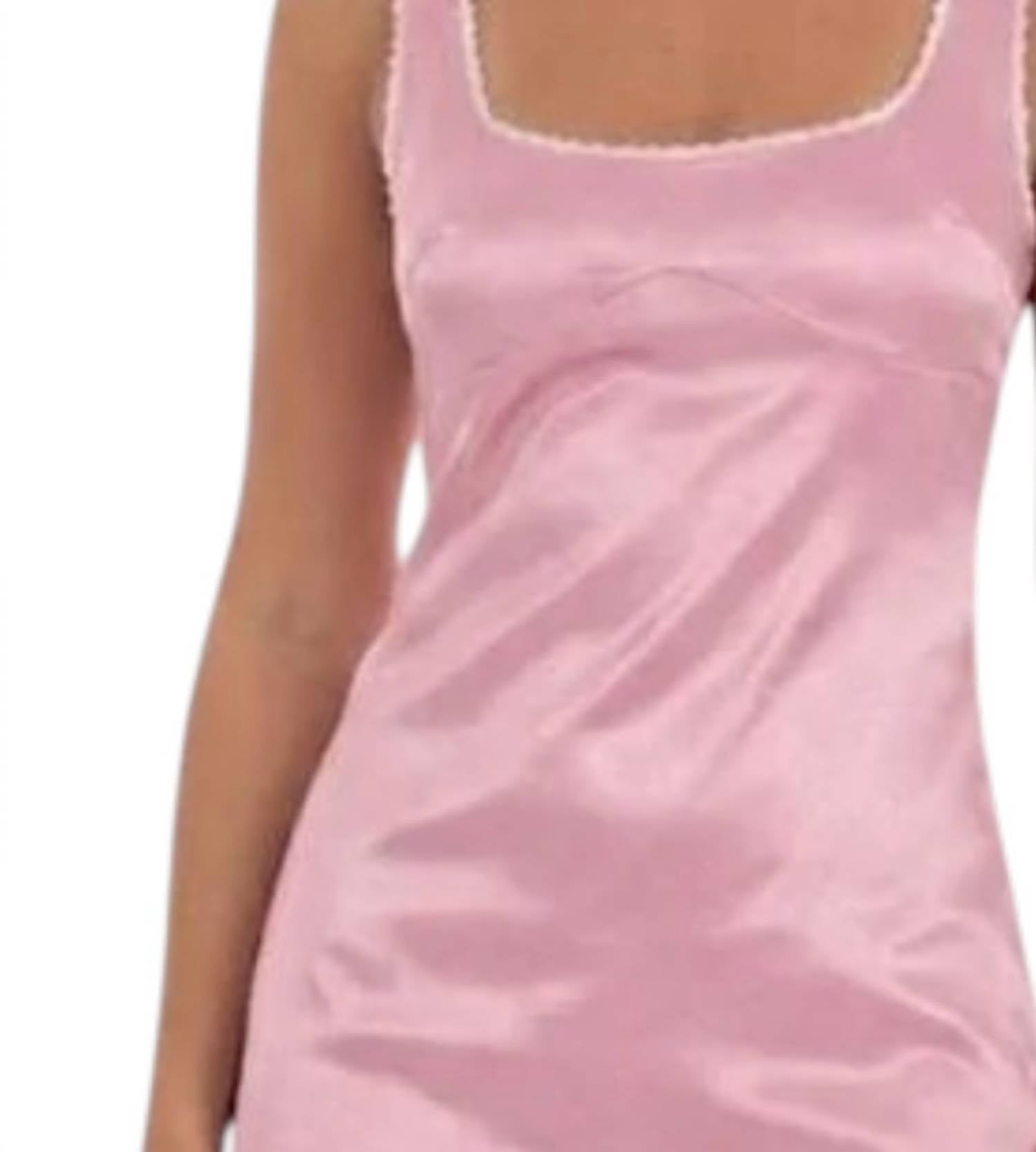 Blu Bush - Lace Trim Satin Bodycon Dress