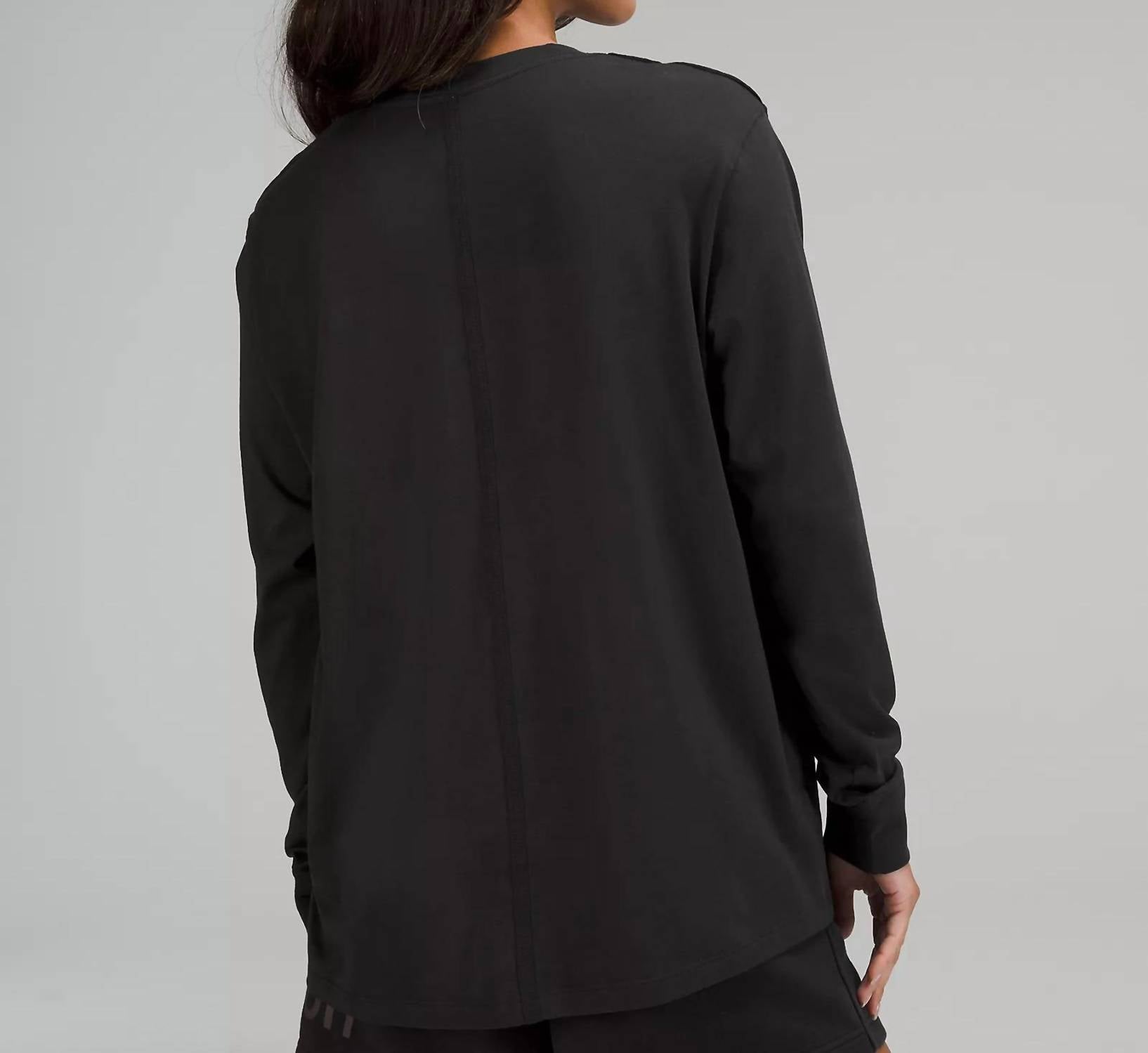 lululemon Women's All Yours Long Sleeve Top in black - women's long sleeve top - detail view