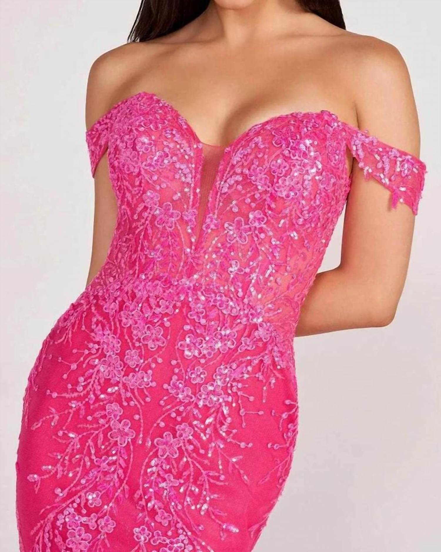 Ellie Wilde - Off Shoulder Sequin Prom Dress