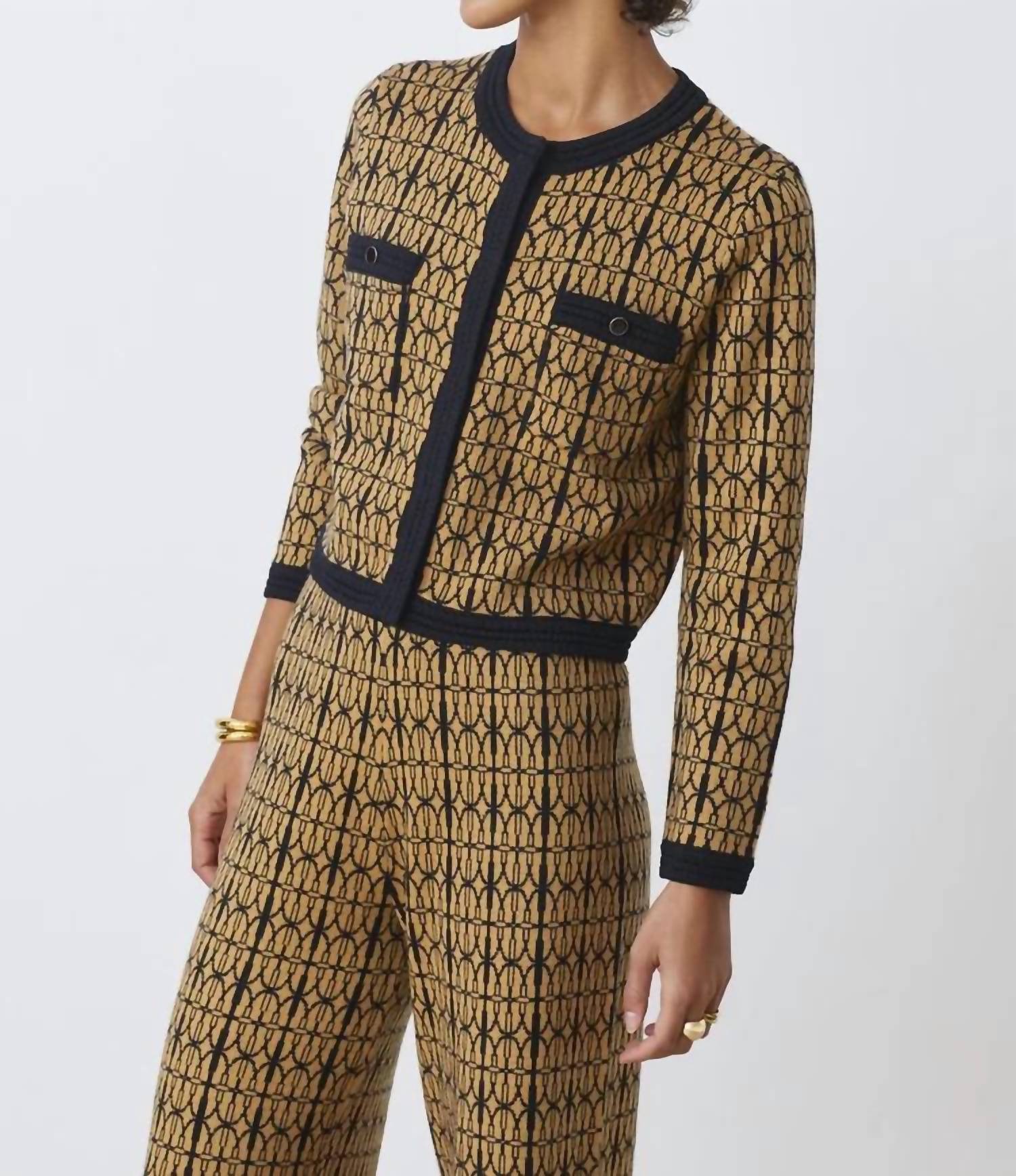 Suncoo - Geroma Two-tone Jacquard Cardigan
