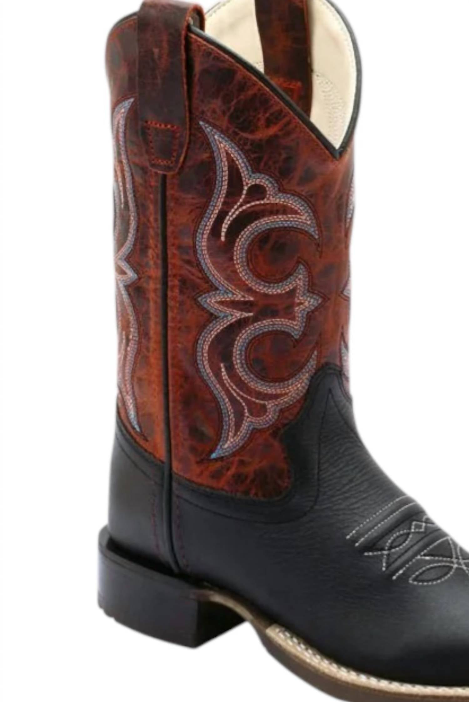 Old West Kids Western Boot in black red - kids' boots - detail view