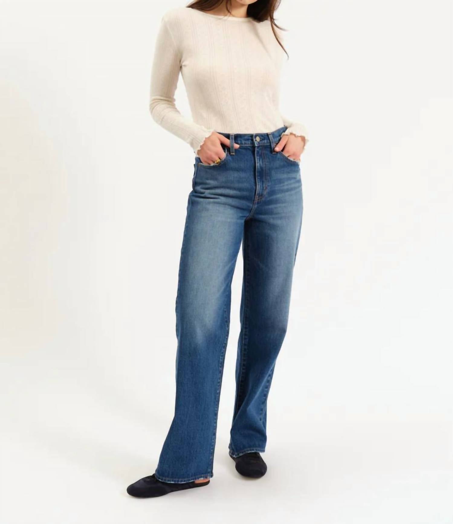 DAZE City High Rise Straight Jeans in blue - women's jeans