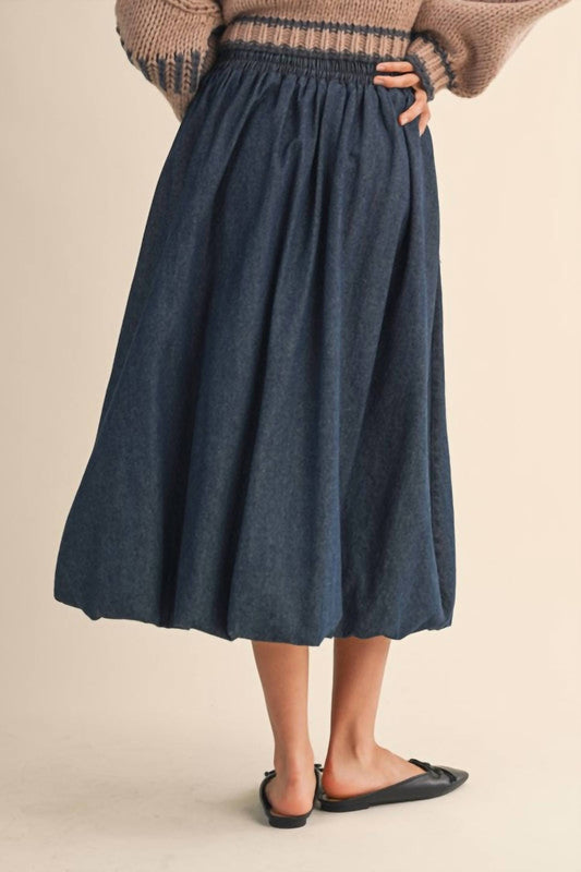 Klesis - Denim Balloon Midi Skirt