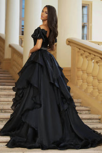 Ava Presley - Ruffled Off Shoulder Ball Gown
