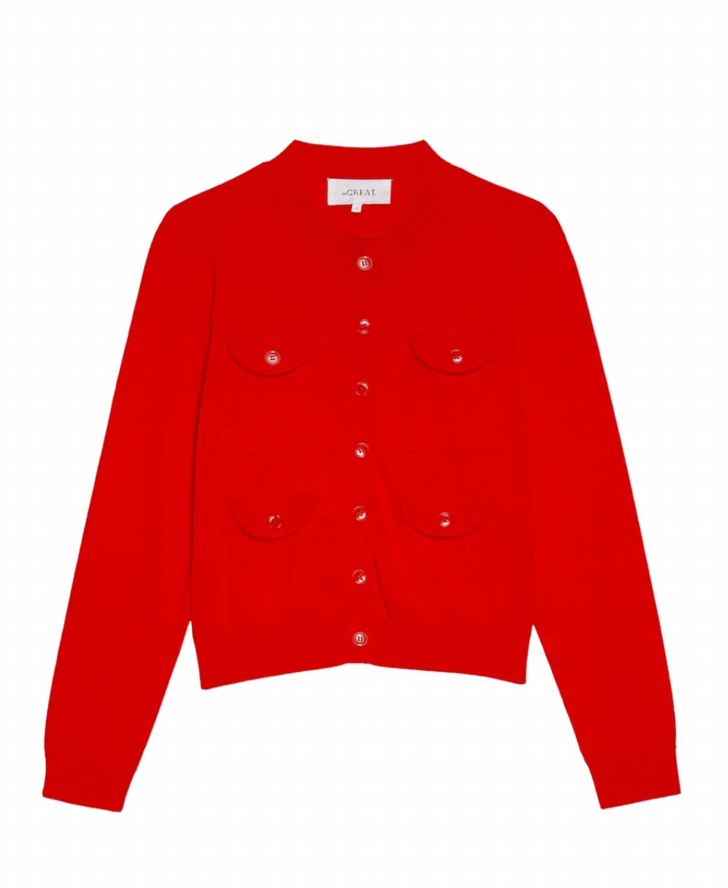 The Great. - Patch Pocket Long Sleeve Cardigan