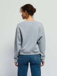 Nation LTD Wyatt Oversize V-neck Sweatshirt in heather grey - women's sweater - alternate view