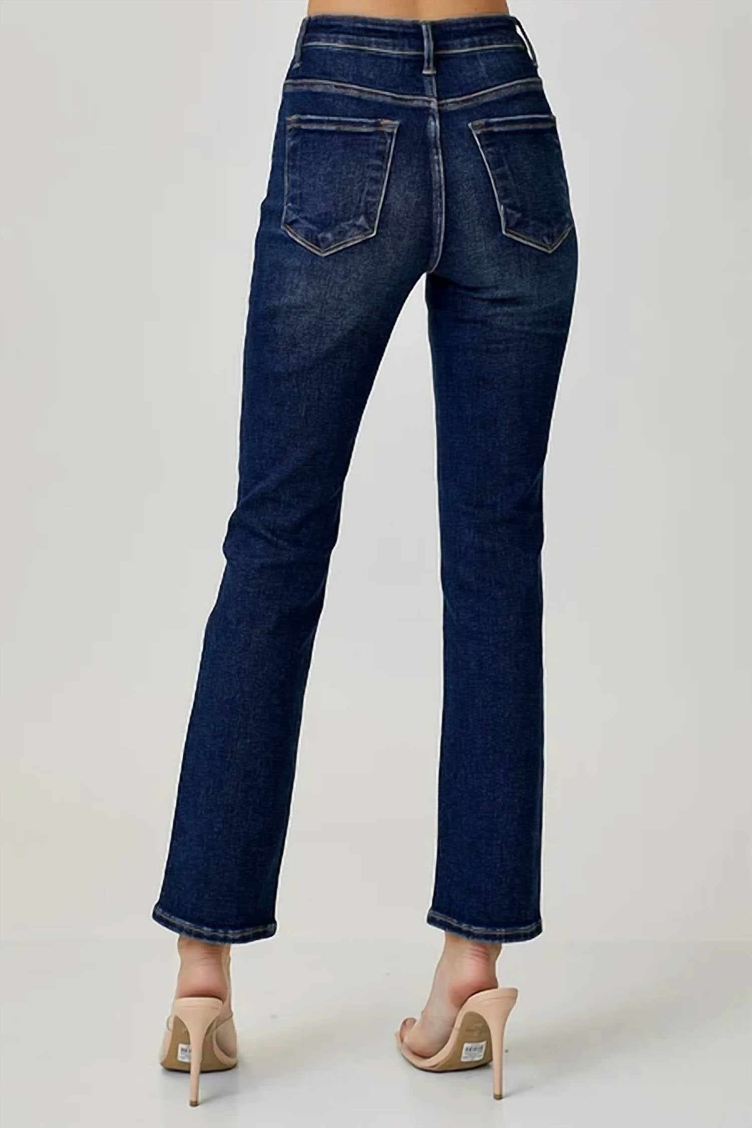 Aili'S Corner - Mid Rise Ankle Straight Slim Jeans - Plus
