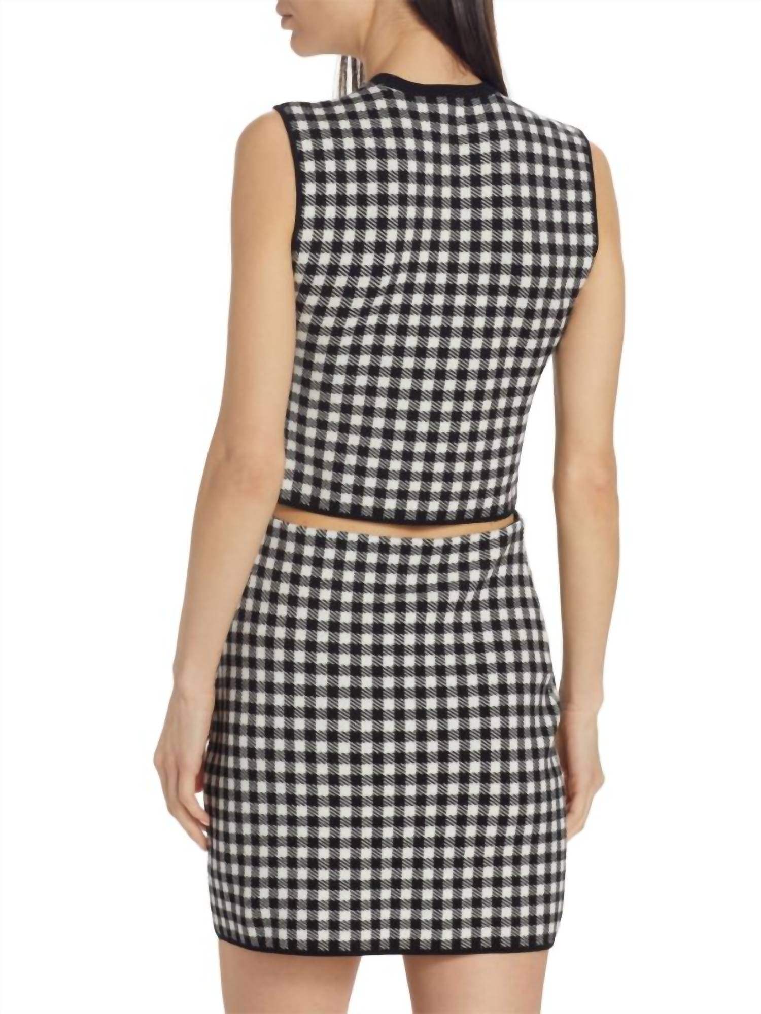 Atm - Shepherd Check Jacquard Cropped Sweater