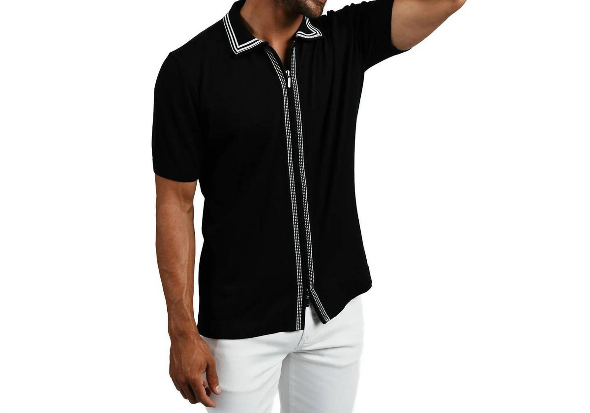 Eight X - Contour Short Sleeve Two Way Zip Knit Polo Shirt