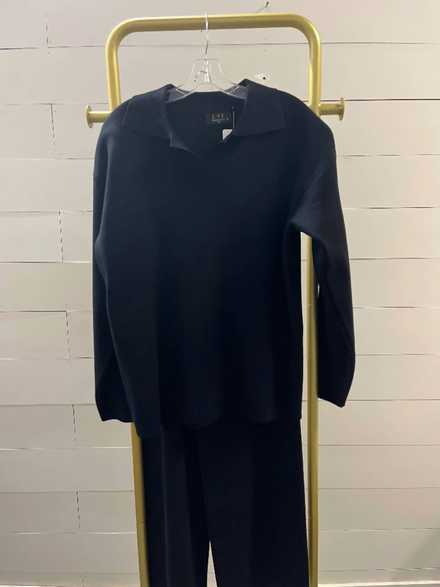 LTX Sportswear Women's 2 Piece Knit Pantsuit in black - women's sleepwear