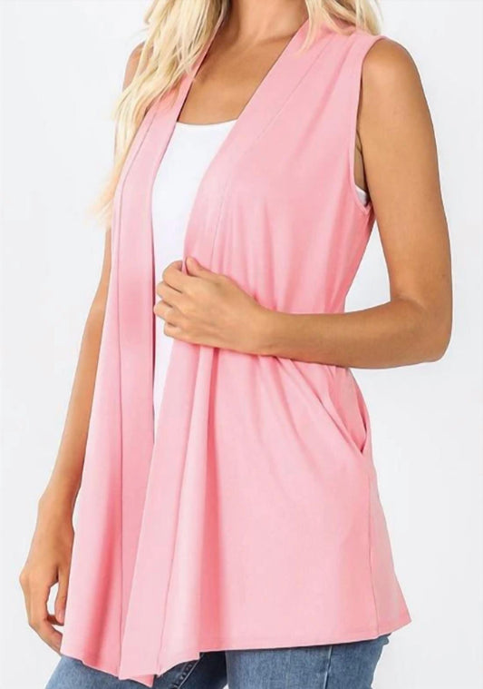 Zenana - Open-Front Sleeveless Cardigan