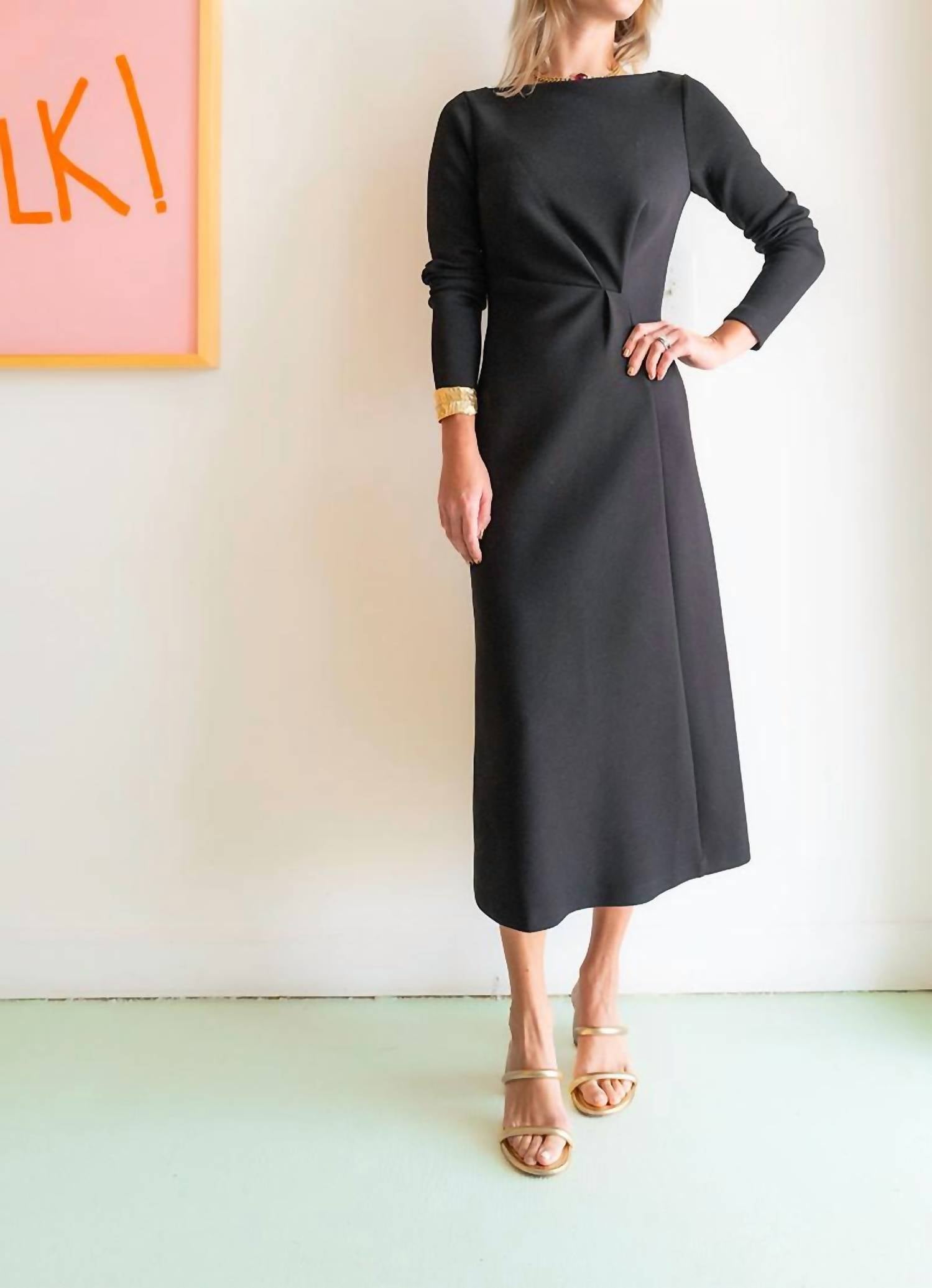 Meimeij - Boat Neck Twisted Waist Dress