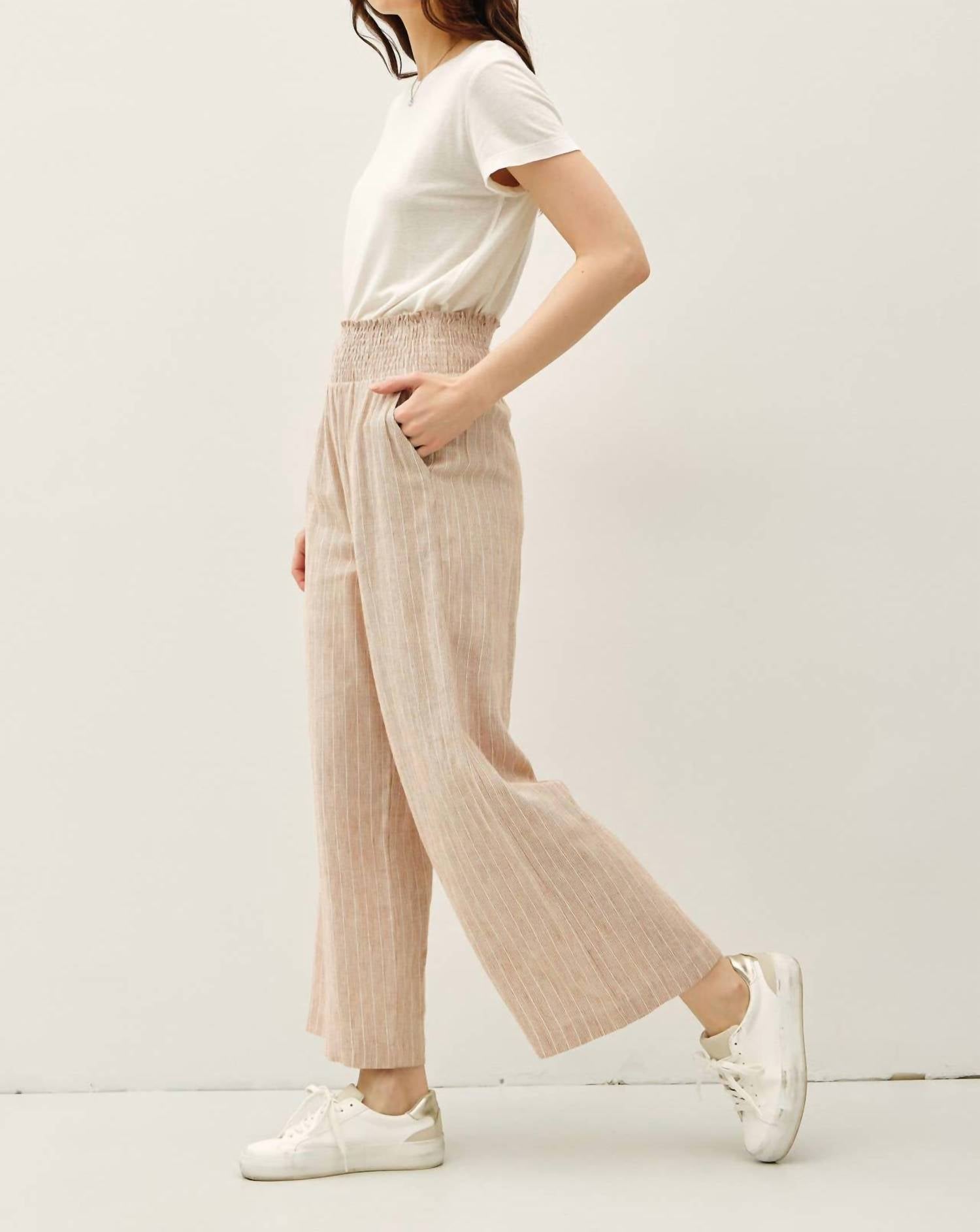 Be Cool - Striped Linen Blend Wide Leg Pants