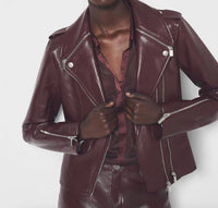 AS by DF Cindy Recycled Leather Jacket in port wine - women's jacket - detail view