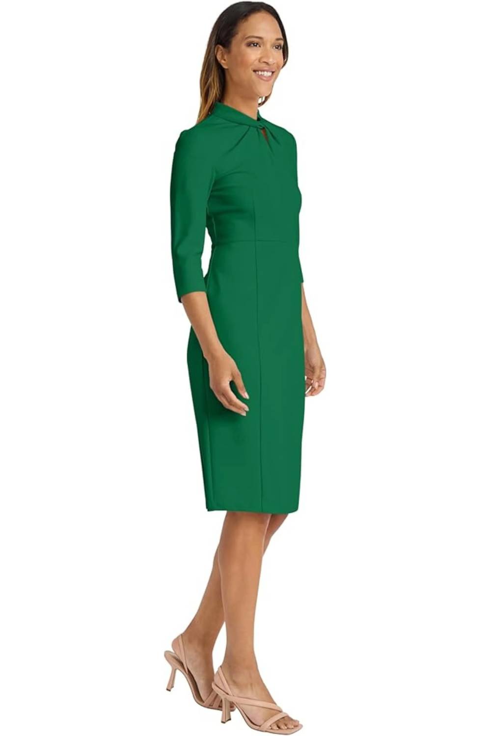 Donna Morgan - Quarter Sleeve Twisted Neck Sheath Dress