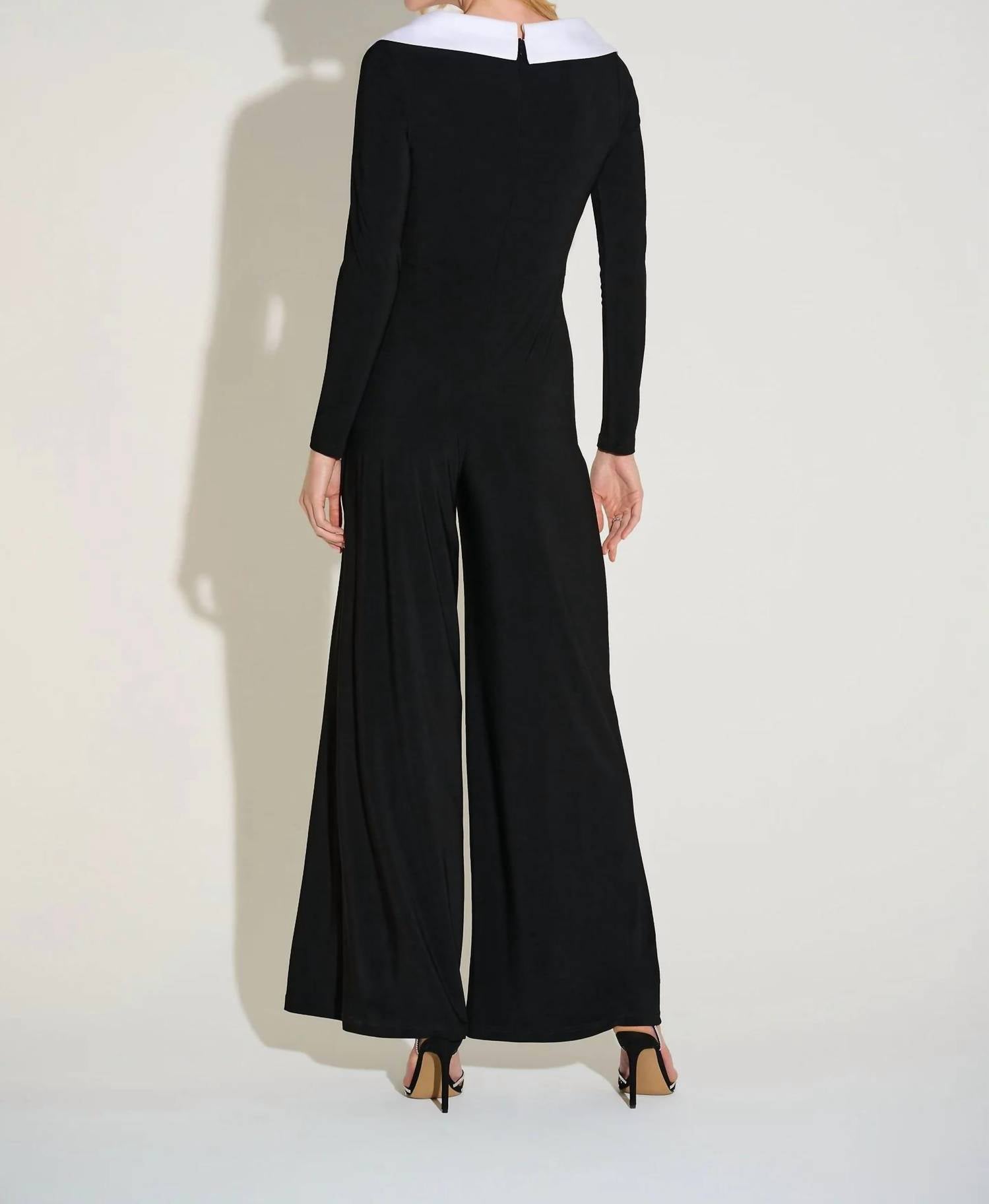 Joseph Ribkoff - SILKY KNIT AND SATIN COLLAR JUMPSUIT