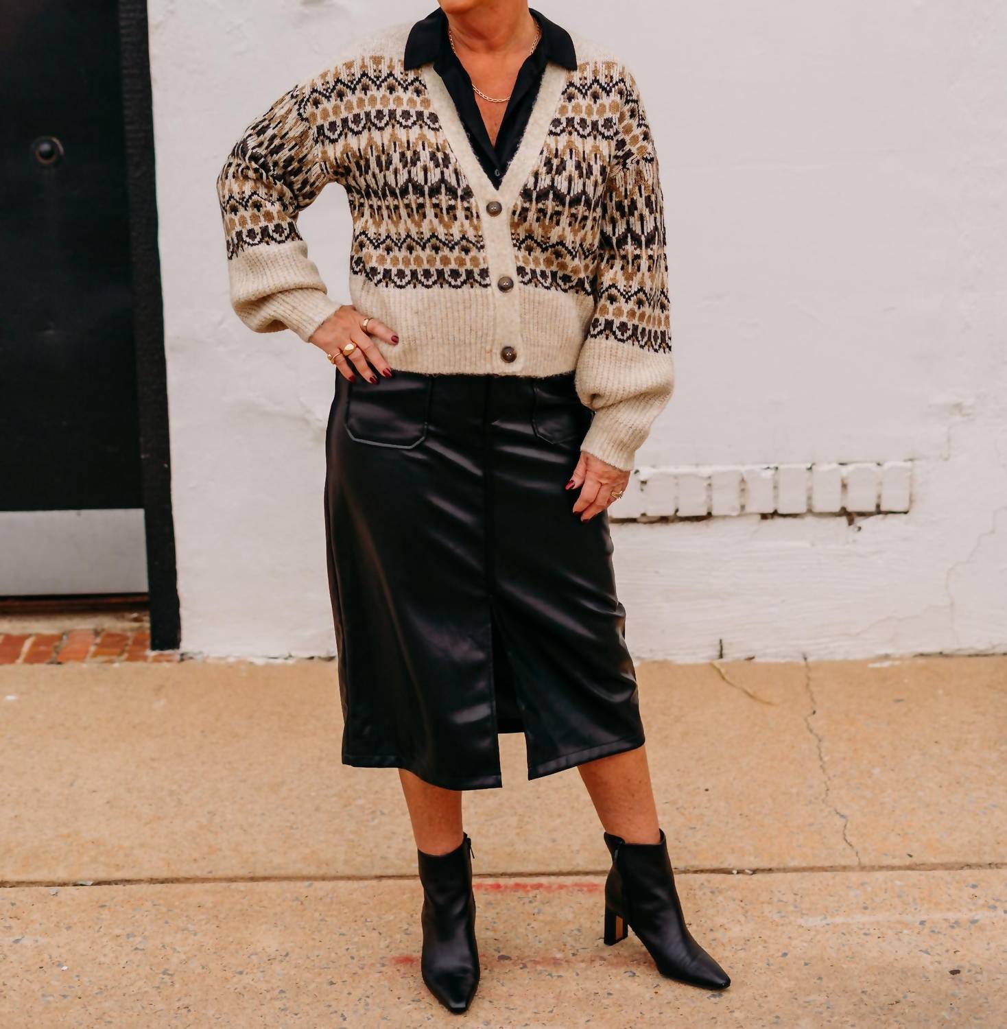 Karen Kane - Jacquard Cardigan Sweater