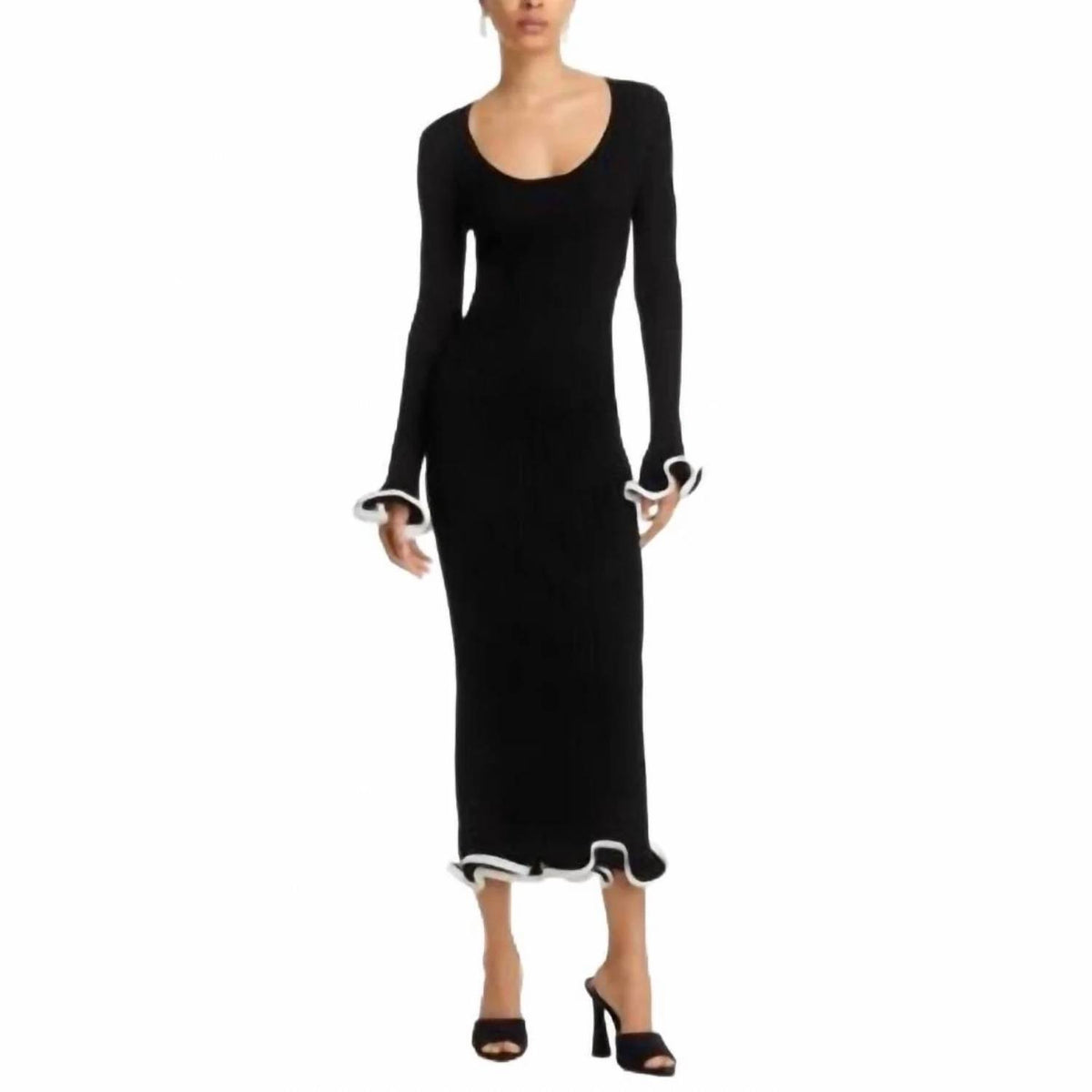 Jonathan Simkhai - Solani Ribbed Knit Ruffle Midi Dress