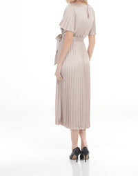 Joseph Ribkoff - Pleated Satin Midi Fit And Flare Dress