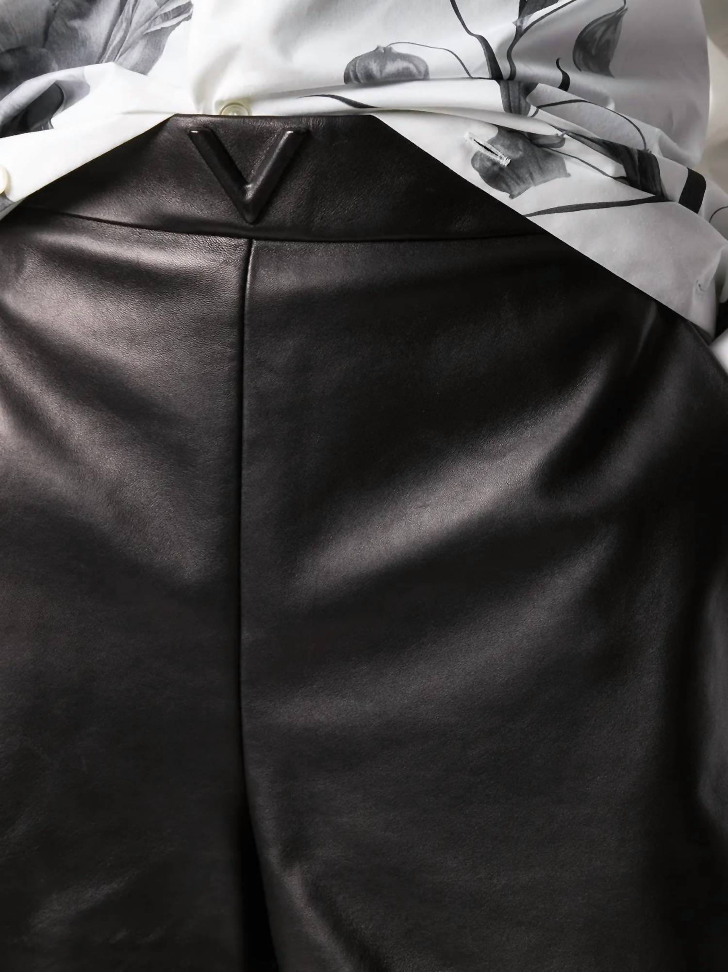 Valentino - High Waist Leather Shorts