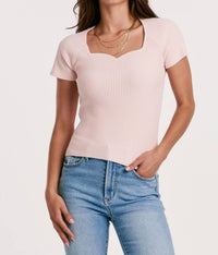 Another Love - Bria Short Sleeve Sheetheart Rib Top