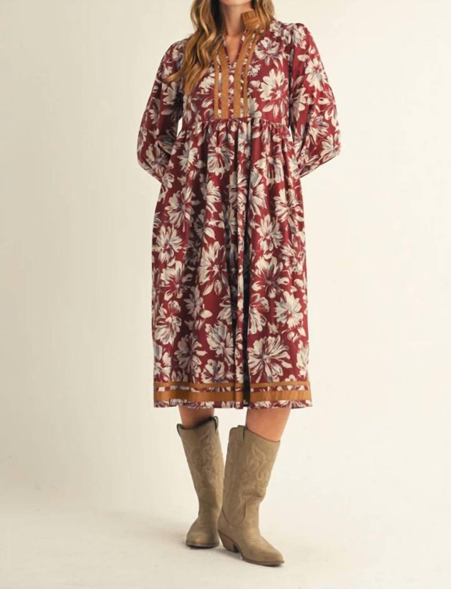 Jodifl - Solid Contrast Floral Dress
