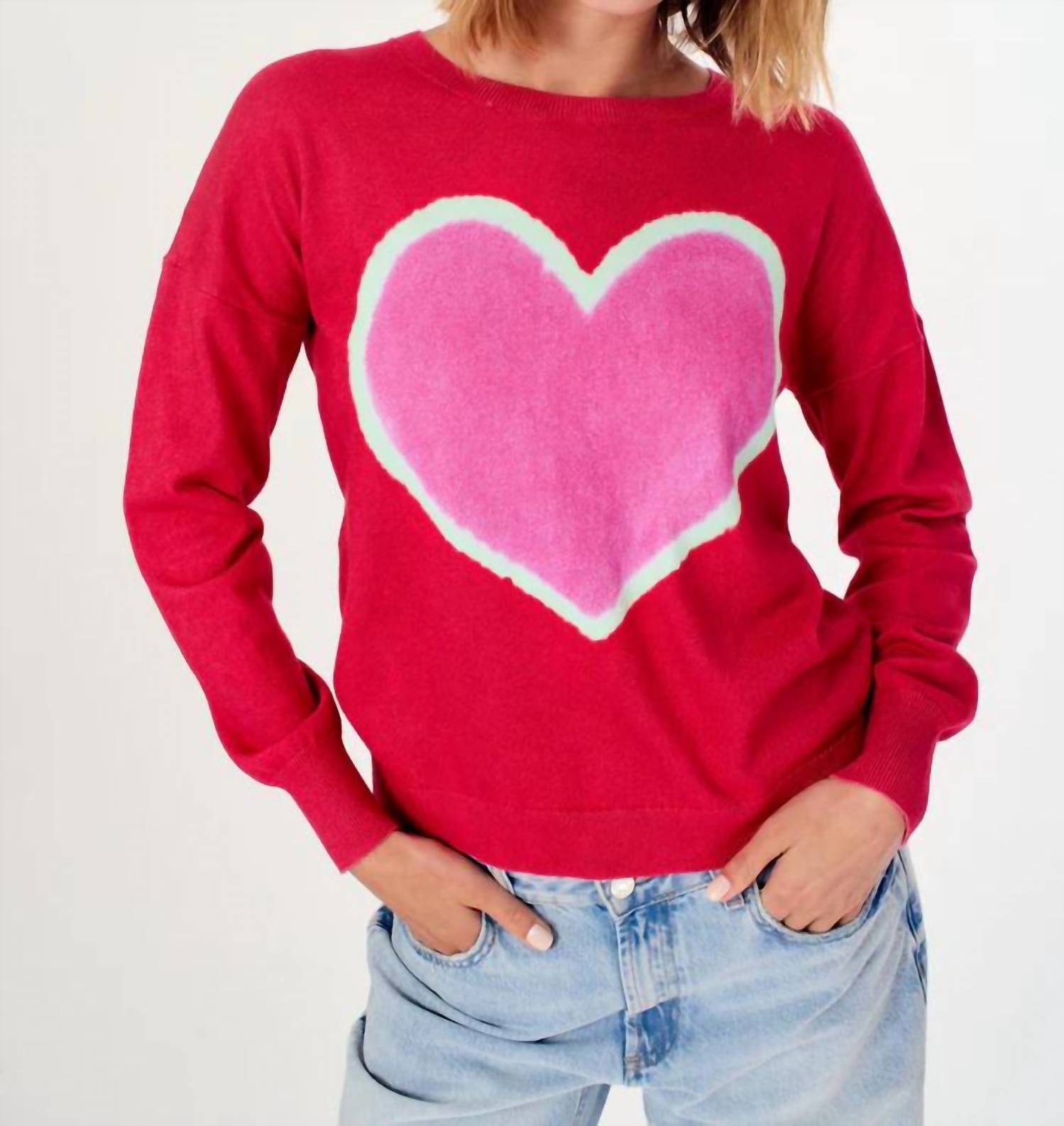 J. Society - Heart Crew Neck Sweater
