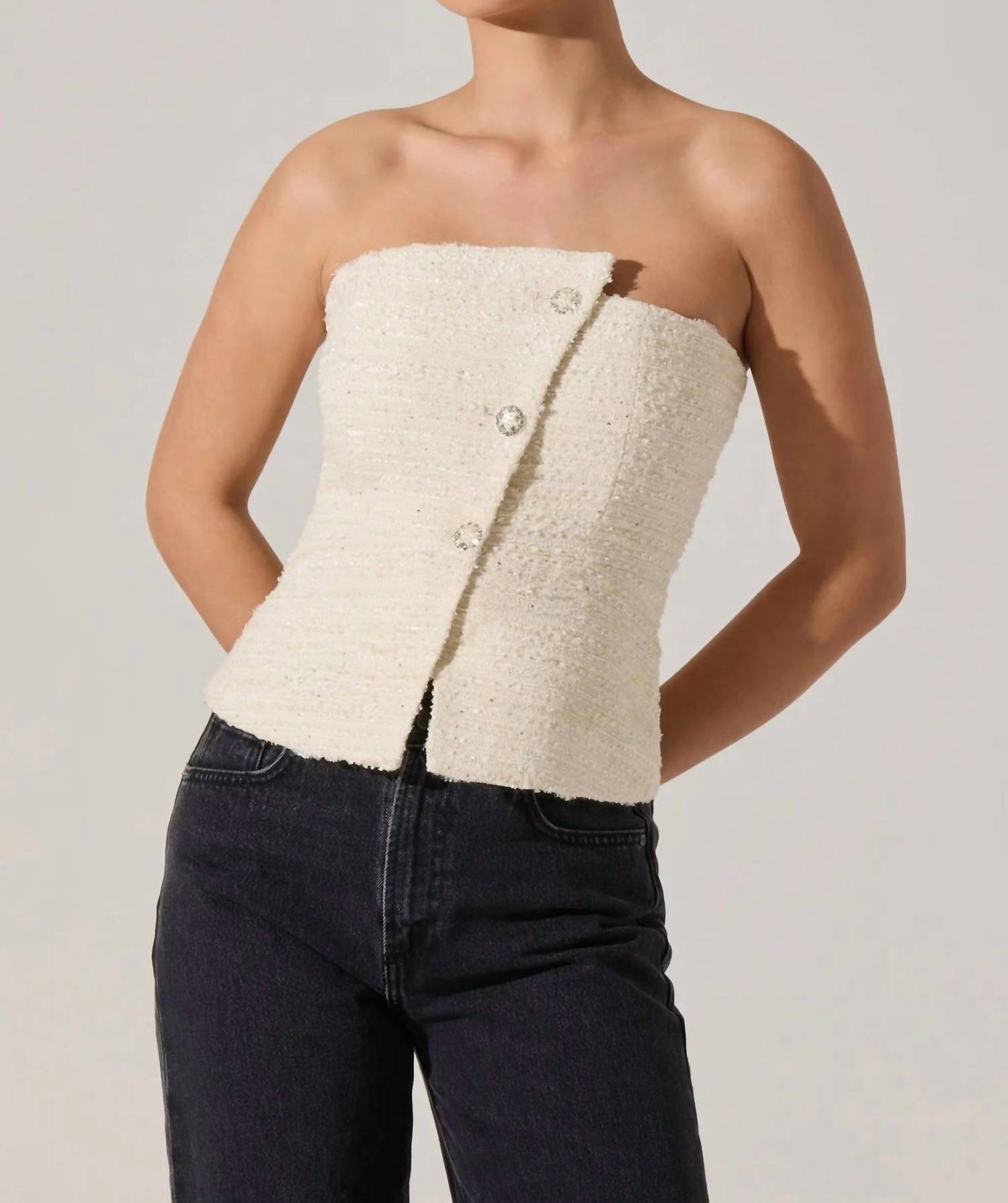 Astr - Xoxo Asymmetrical Tweed Top