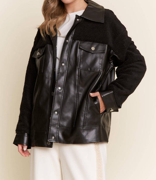 J.Nna - Faux Leather Sherpa Teddy Jacket