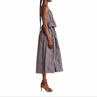 Nackiye - Ditsy Pintuck Peplum Strapless Midi Dress