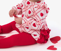 RuffleButts Baby Girl's Sweetheart Long Sleeve Flutter Bubble Romper in pink - kids' item - detail view