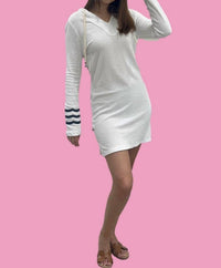 SOL ANGELES Loop Terry Tunic Dress in white - women's dress - detail view